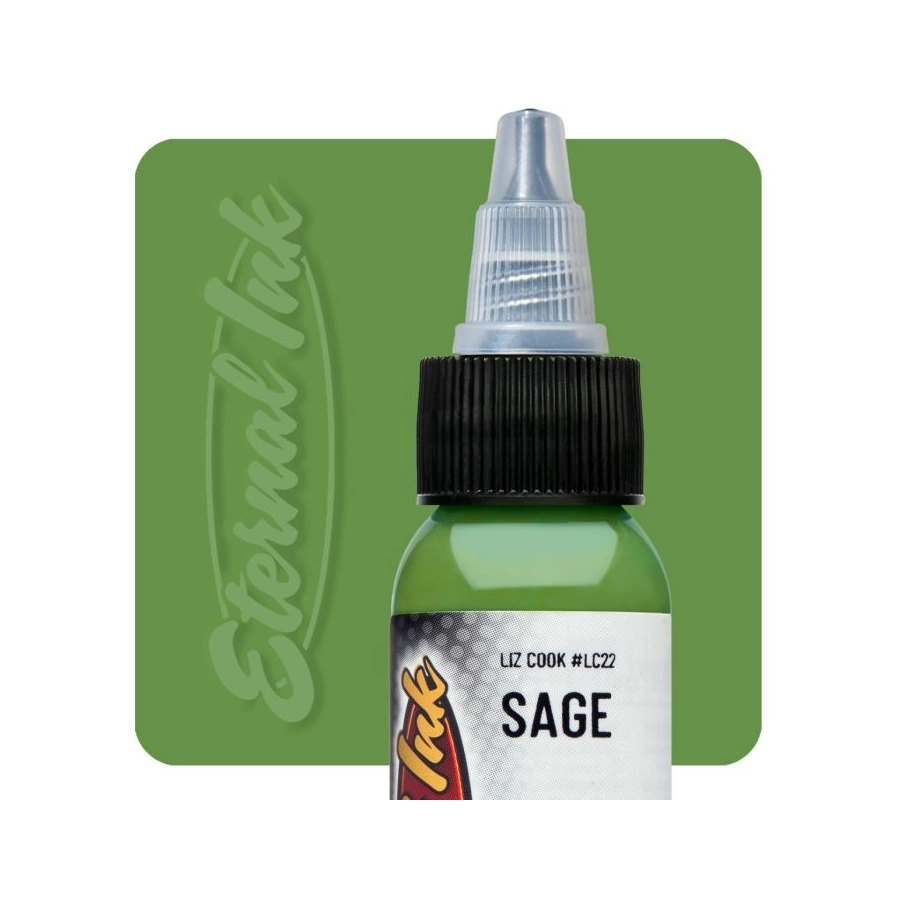 Encre Entrainement Tattoo Verte - Eternal Ink Liz Cook Sage - Encre artistique pour entraînement tatouage NON REACH 30 ml*