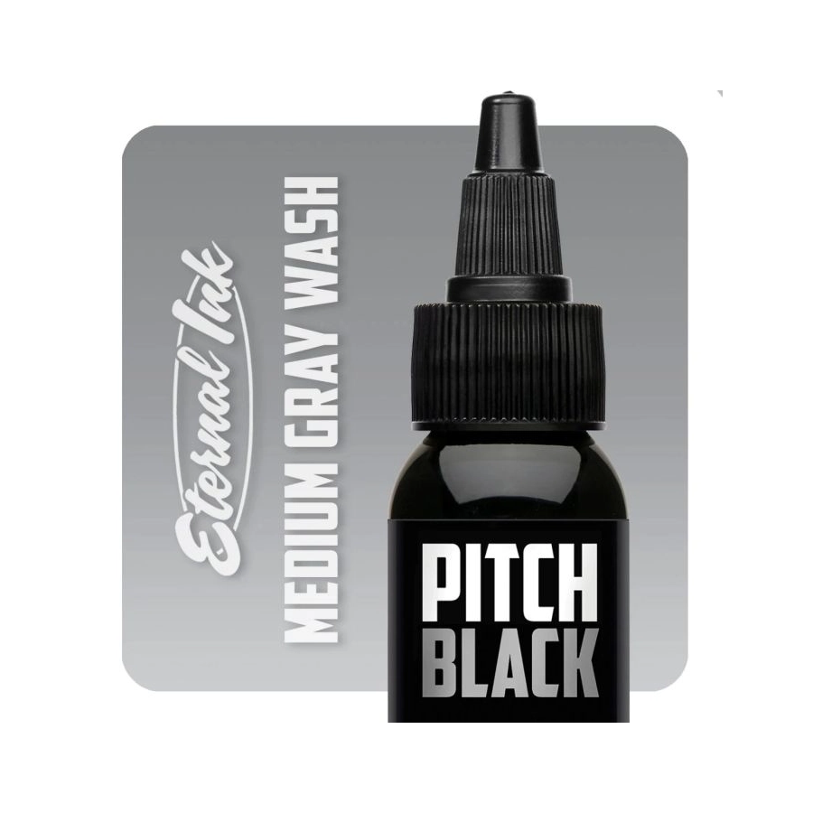 Eternal Ink Pitch Black Medium Gray Wash - Encre artistique pour entrainement tatouage NON REACH
