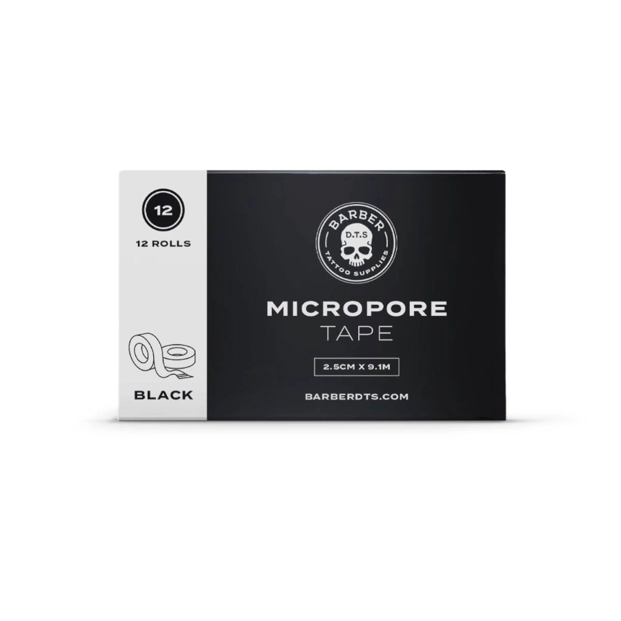 Sparadrap Tattoo - Micropore Tape Gamme Barber - Ruban adhésif noir hypoallergénique type papier*
