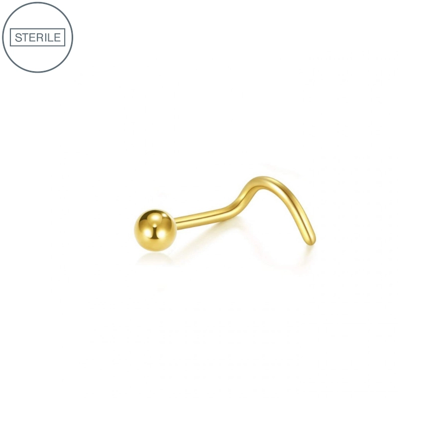 Piercing De Nez - Stérile Gold - Stud de Nez en titane pvd gold avec bille