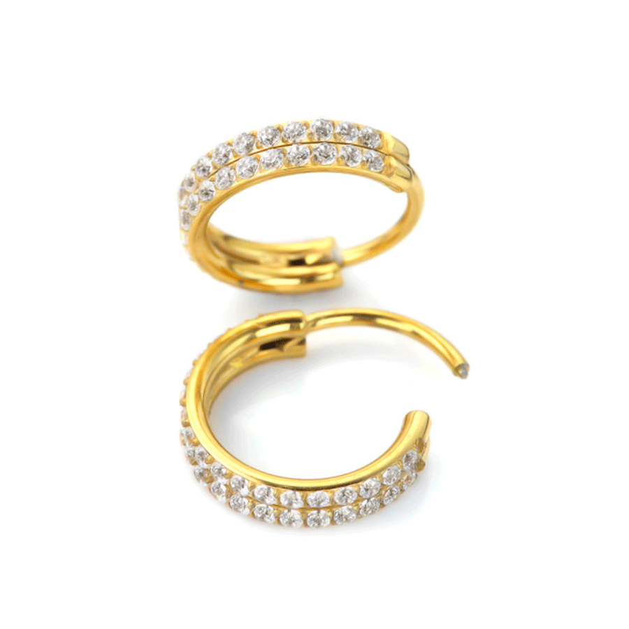 ANNEAU CLICKER TITANE F136 PVD GOLD DUAL JEWELED RINGS