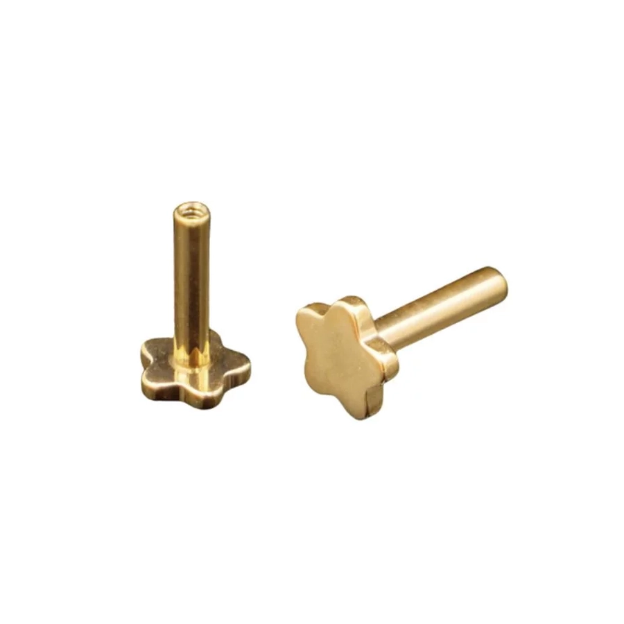 Piercing Labret - Titane Gold F136 Interne Stérile Gamme Onixium - Labret avec pas de vis interne seul 1,2 x 6 mm*