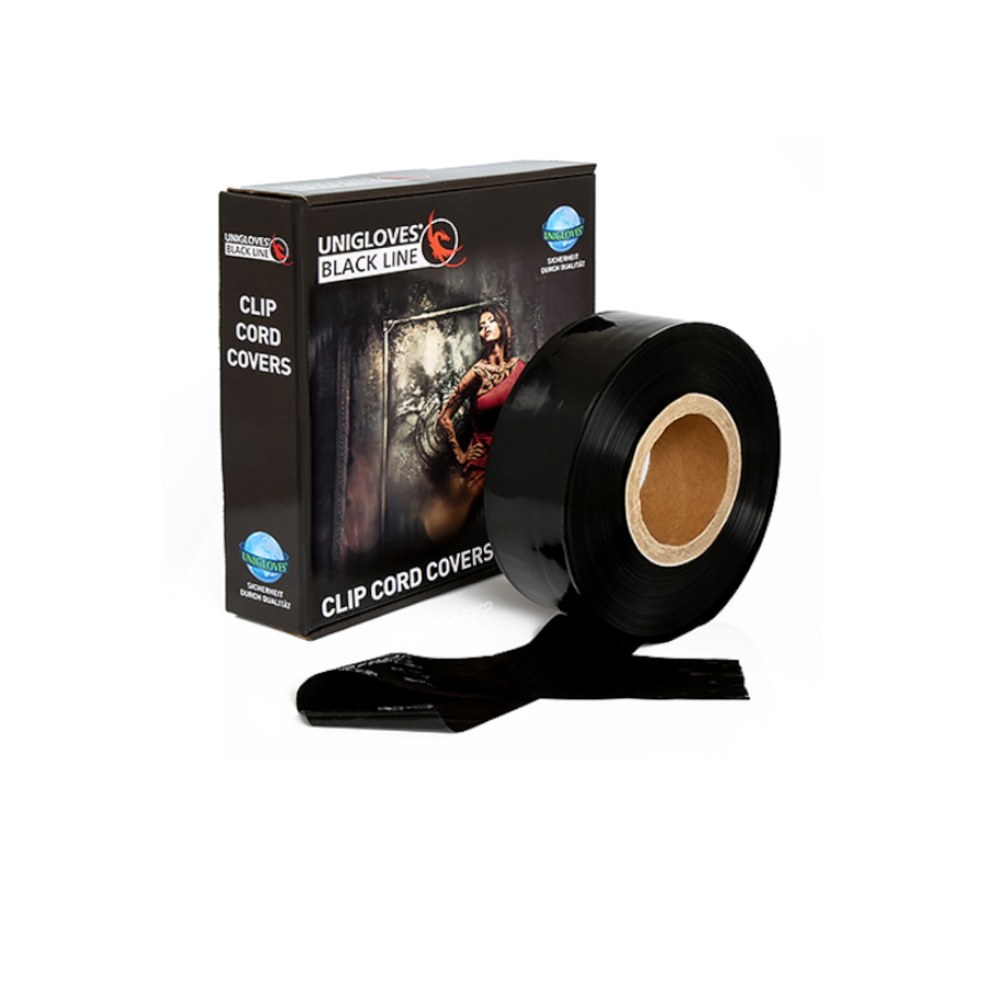 Unigloves Clip Cord Covers - Rouleau de protection de câble clip cord noir 5.5cm x 365 mètres