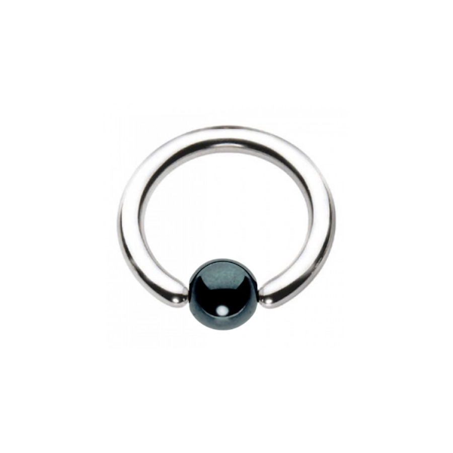 Piercing Anneau - Titane G23 Stérile - Anneau bcr avec bille hématite*