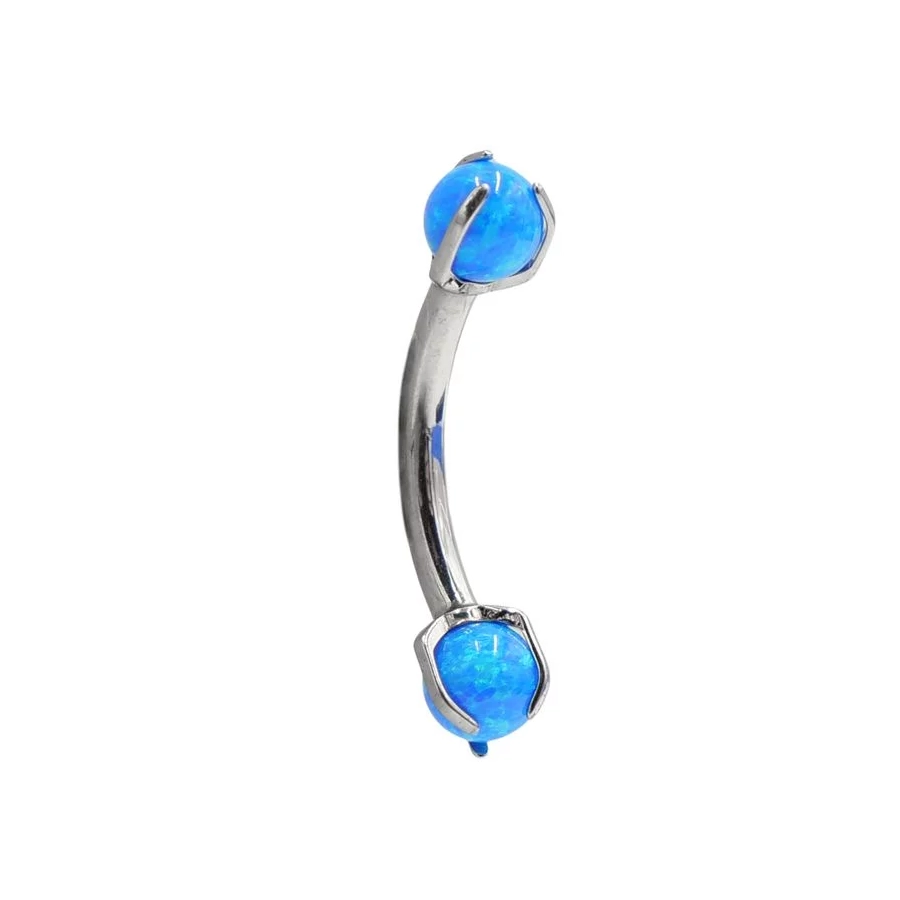 Piercing Banane - Titane F136 Interne Stérile Gamme Itc - Banane avec pas de vis interne et double bille bleu 1,2 x 8 mm*