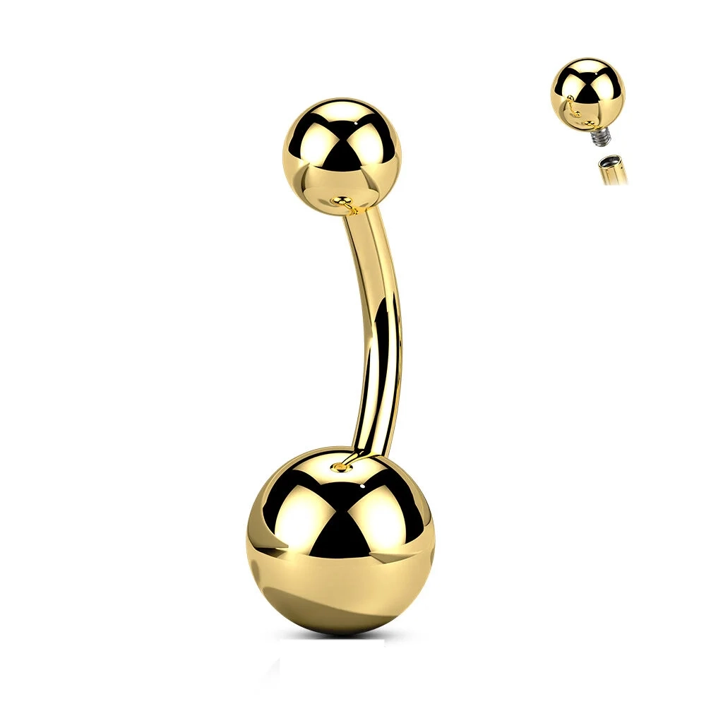 Piercing Banane - Titane F136 Interne Stérile Gold Gamme Hand Ink - Banane avec pas de vis interne et bille