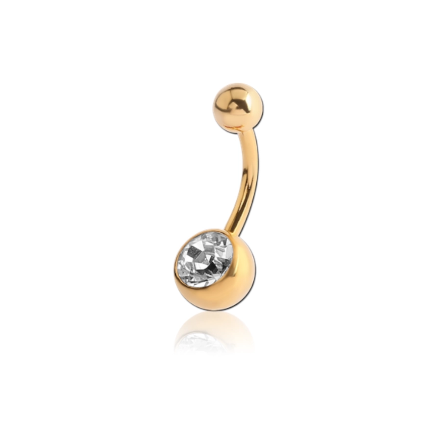 Piercing Banane - Titane F136 Stérile Gold Gamme Itc - Banane avec pas de vis externe 1 strass*
