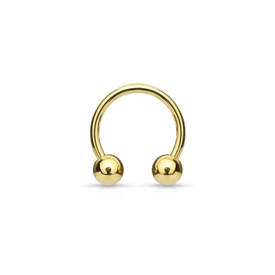 Piercing Fer A Cheval - Titane F136 Stérile Gold Gamme Itc - Barbell circular avec pas de vis externe et bille*