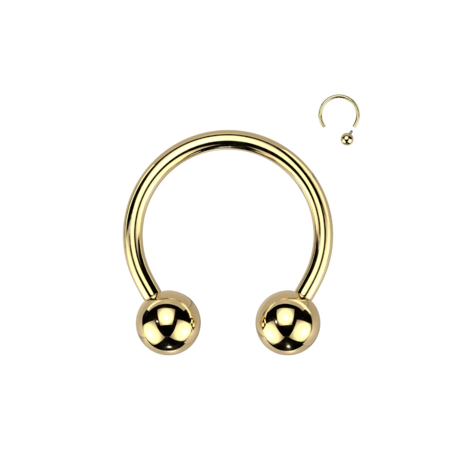 Piercing Fer A Cheval - Titane F136 Stérile Interne Gold Gamme Itc - Barbell circular avec pas de vis interne et bille*