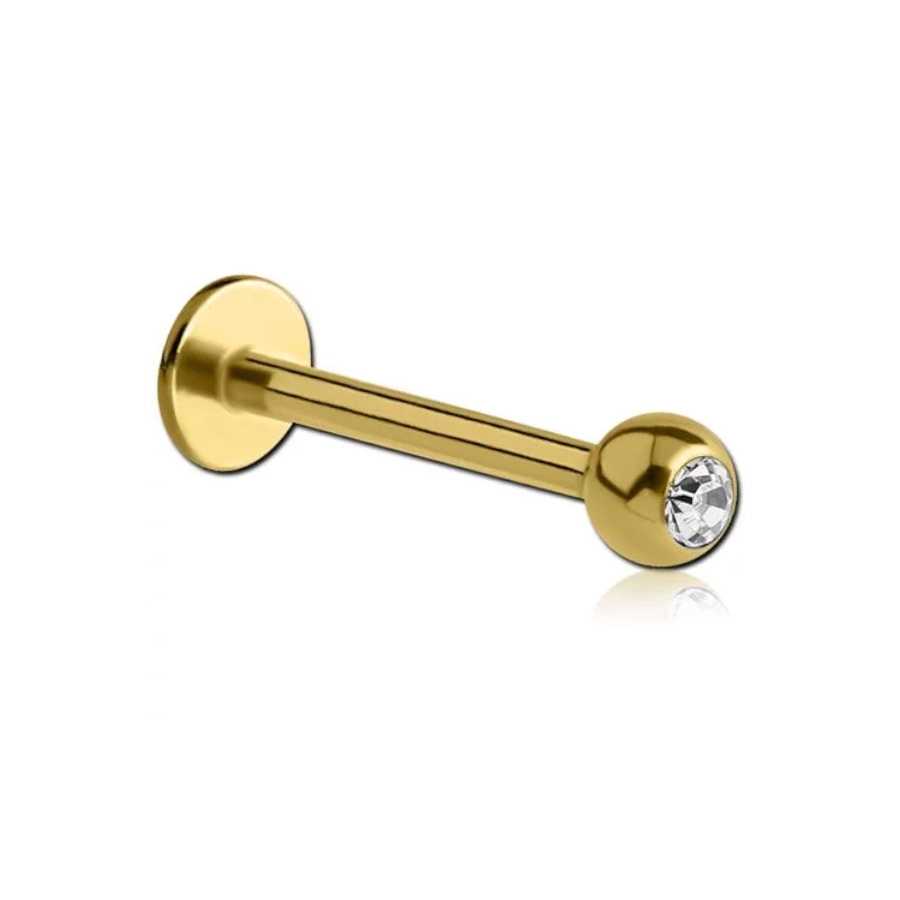 Piercing Labret - Titane F136 Stérile Gold Gamme Itc - Labret avec pas de vis externe et strass*