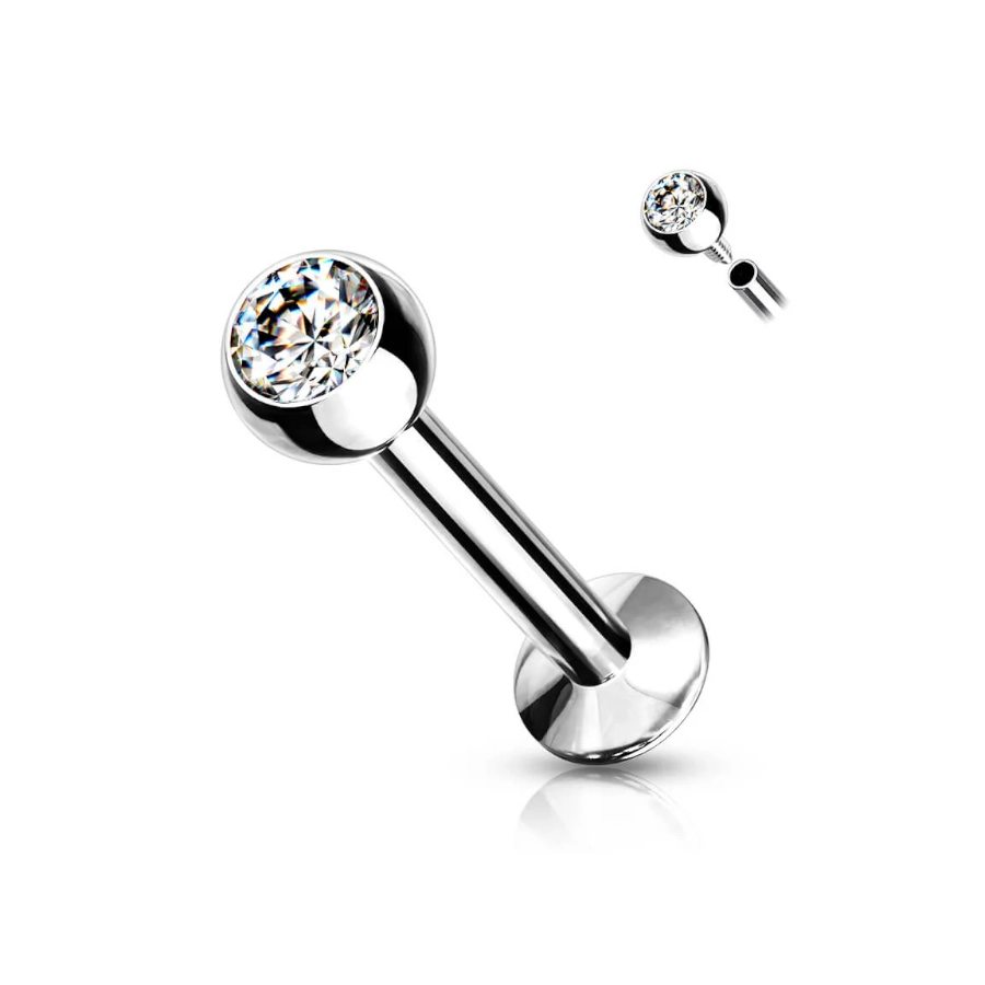 Piercing Labret - Titane G23 Interne Stérile - Labret avec pas de vis interne et strass*