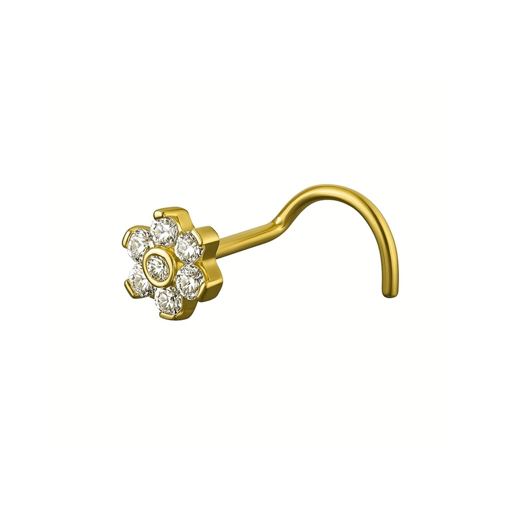 Stud Nez Piercing Sterile Gold - Piercing De Nez Titane Gold Stérile - Stud de nez en titane pvd gold avec bille