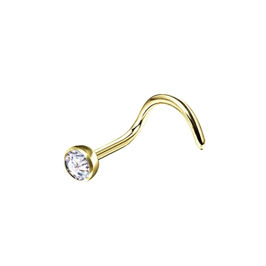 Piercing Nez - Titane F136 Stérile Gold Gamme Itc - Stud de nez avec strass*