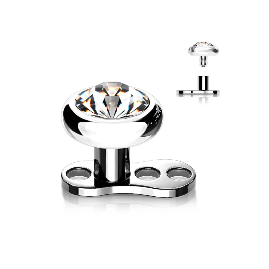 Piercing Surface - Titane Stérile Body Piercing - Piercing micro dermal pour implant avec plaque et strass*