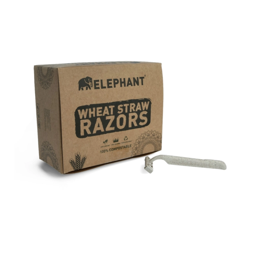 Rasoir Tattoo - Elephant Wheat Straw Razor - Boîte de 50 rasoirs biodégradable en paille de blé à usage unique*