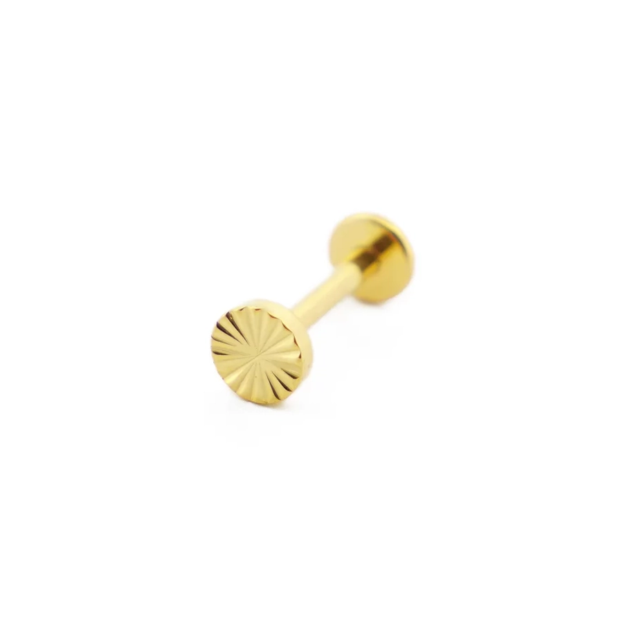 Piercing Labret - Titane F136 Gold Stérile - Labret 07 interne en titane pvd gold motif rond strié