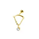 Piercing Labret - Titane F136 Interne Stérile Gold Gamme Itc - Labret avec pas de vis interne chaîne et strass*