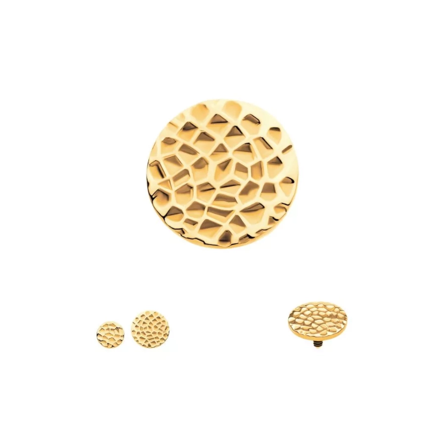 Piercing Embout - Titane F136 Interne Gold Gamme Invictus - Embout 42 avec pas de vis interne 0,9 mm pour piercing 1,2 mm disque martelé*