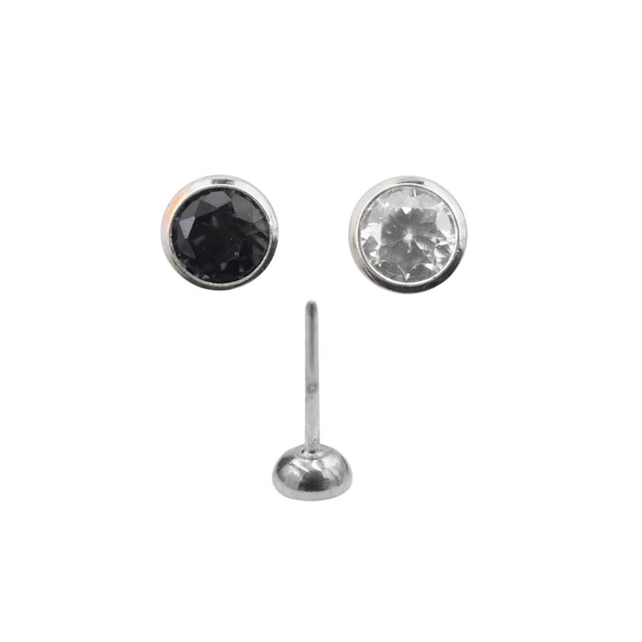 Piercing Bille - Titane Threadless Gamme Itc - Embout demi bille sans pas de vis threadless avec strass*