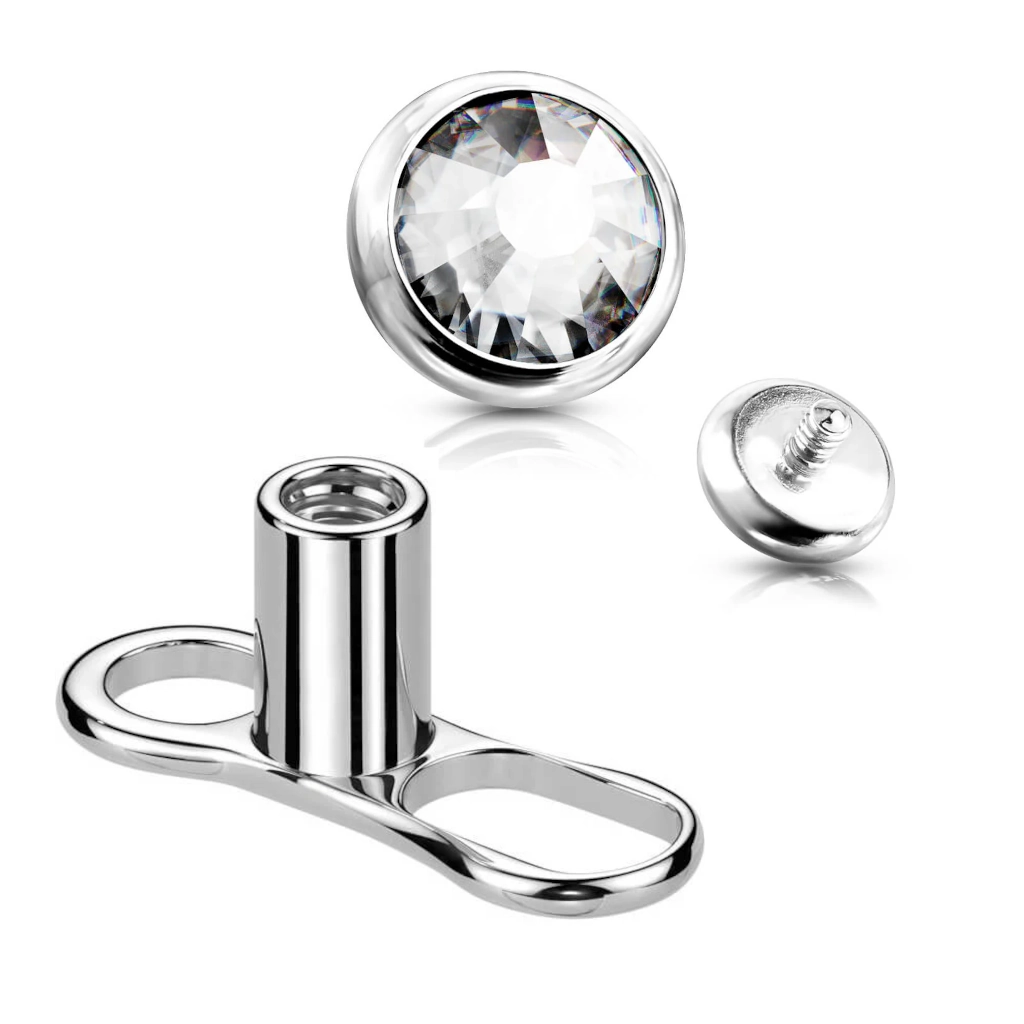 Piercing Surface - Titane F136 Interne Stérile Gamme Hand Ink - Piercing micro dermal pour implant avec plaque et strass*