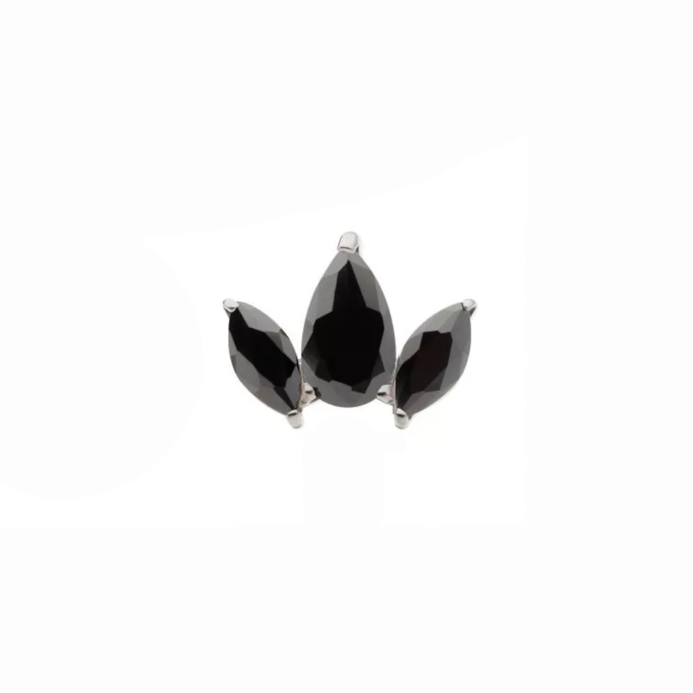 Piercing Embout - Titane F136 Gamme Invictus - Embout 29 avec pas de vis interne 0,9 mm pour piercing 1,2 mm marquise 3 gouttes strass noir* 