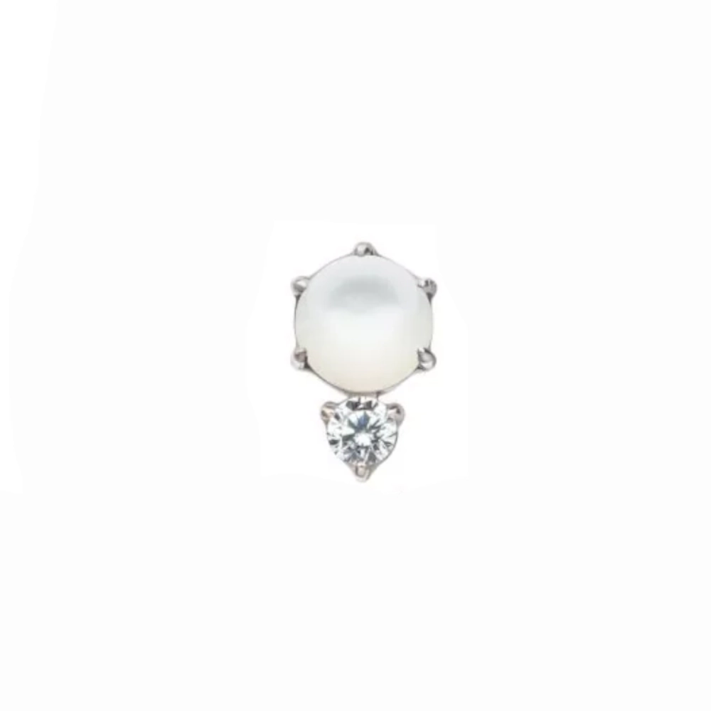 Piercing Embout - Titane F136 Gamme Invictus - Embout 13 sans filetage threadless strass et opale*