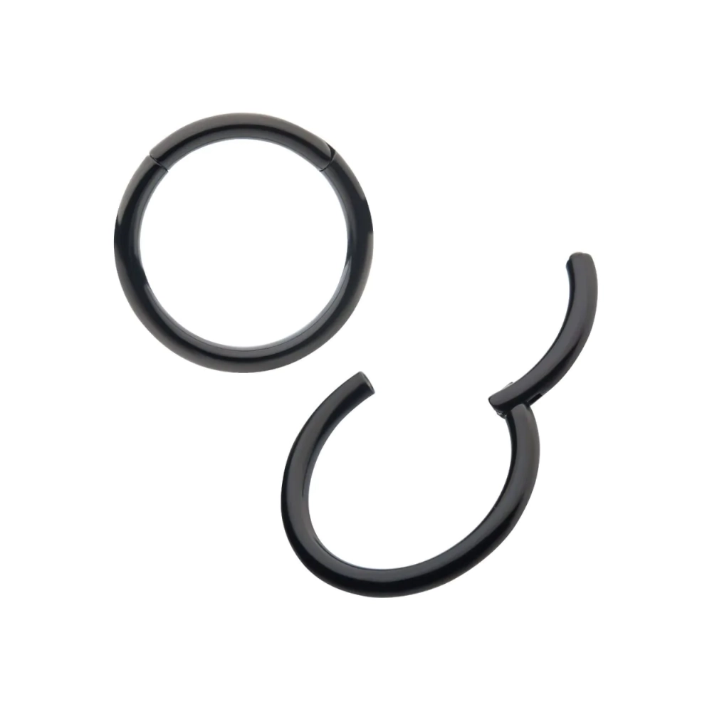 Piercing Anneau - Titane F136 Gamme Invictus - Clicker avec fermeture à charnière noir*