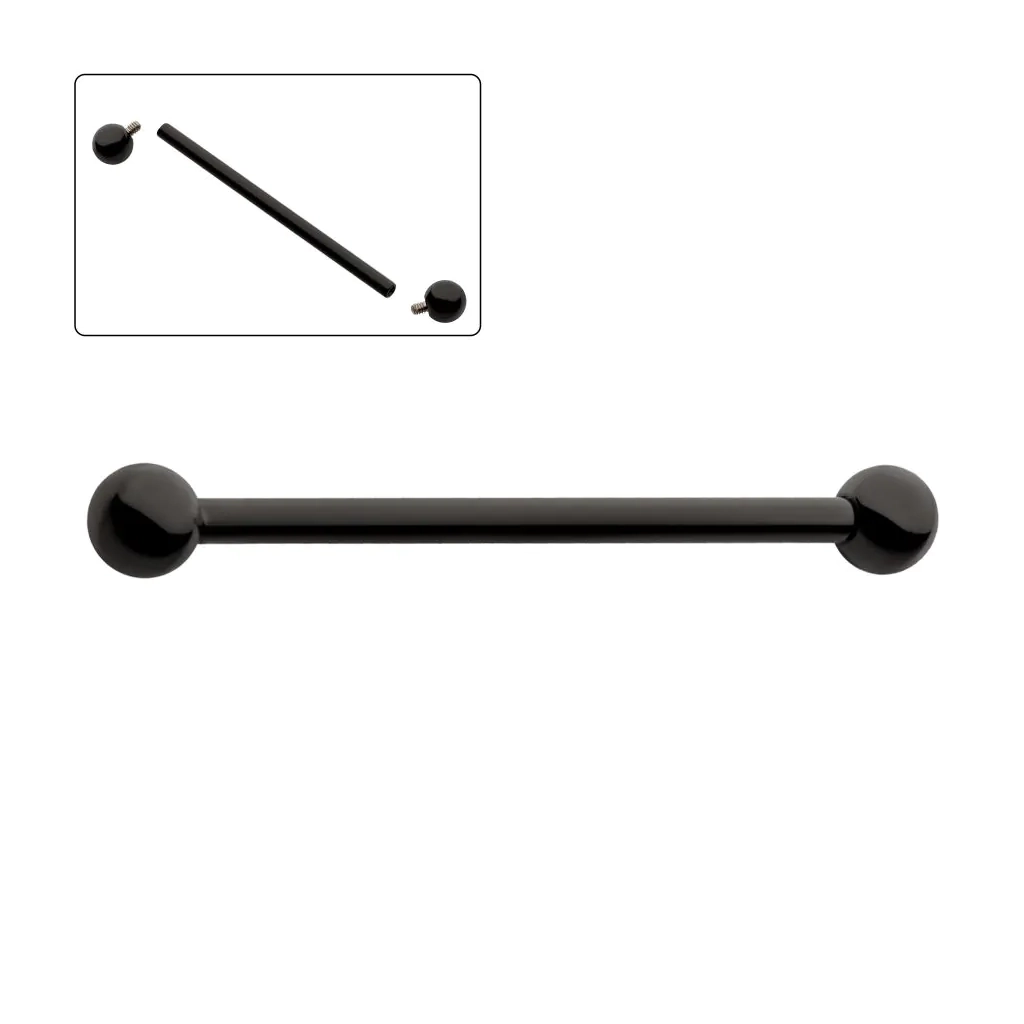 Piercing Barbell - Titane F136 Noir Gamme Invictus - Barbell 05 avec pas de vis interne et bille noire*