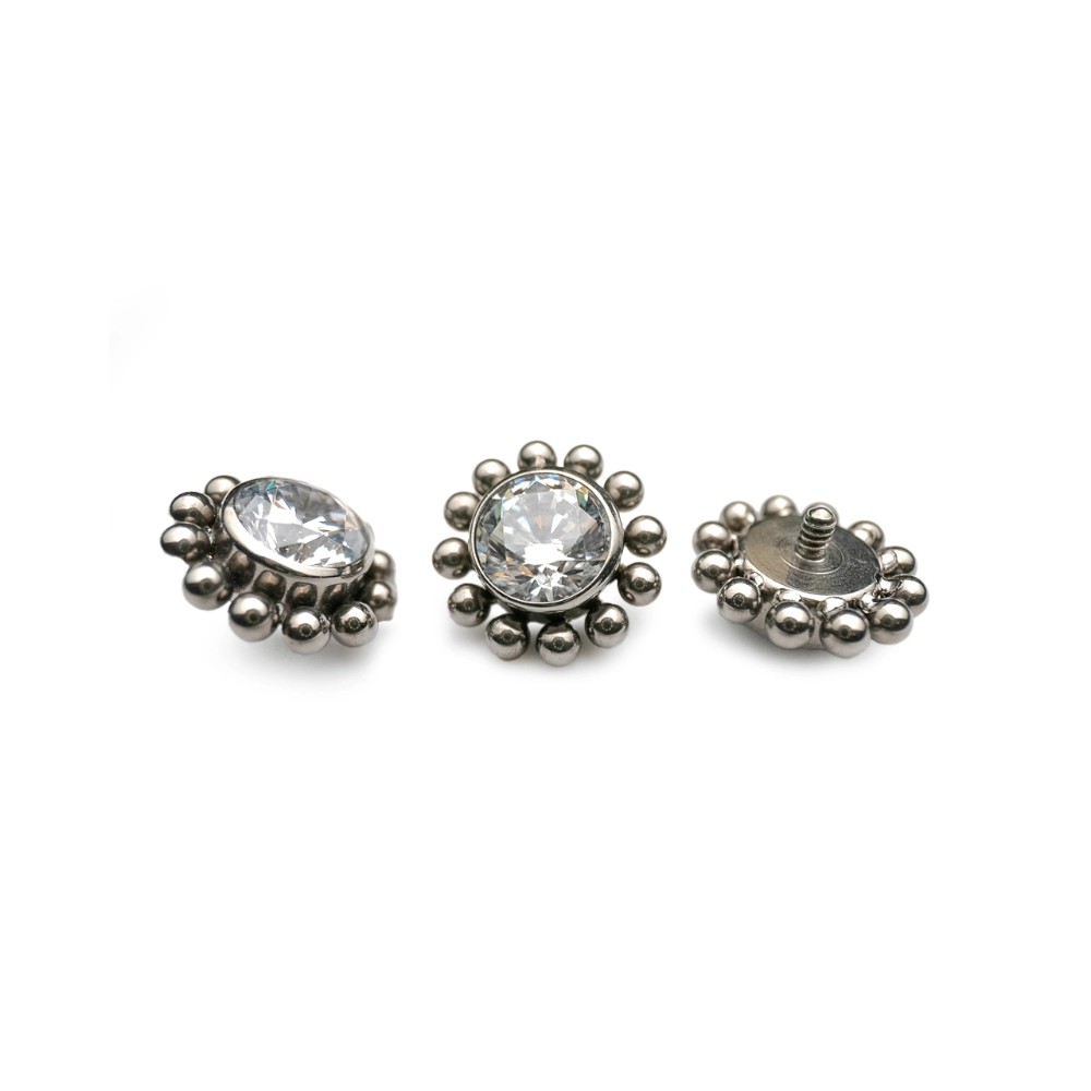 Embout Piercing - Titane F136 Gamme Hand Ink - Embout 19 en titane f136 avec pas de vis interne