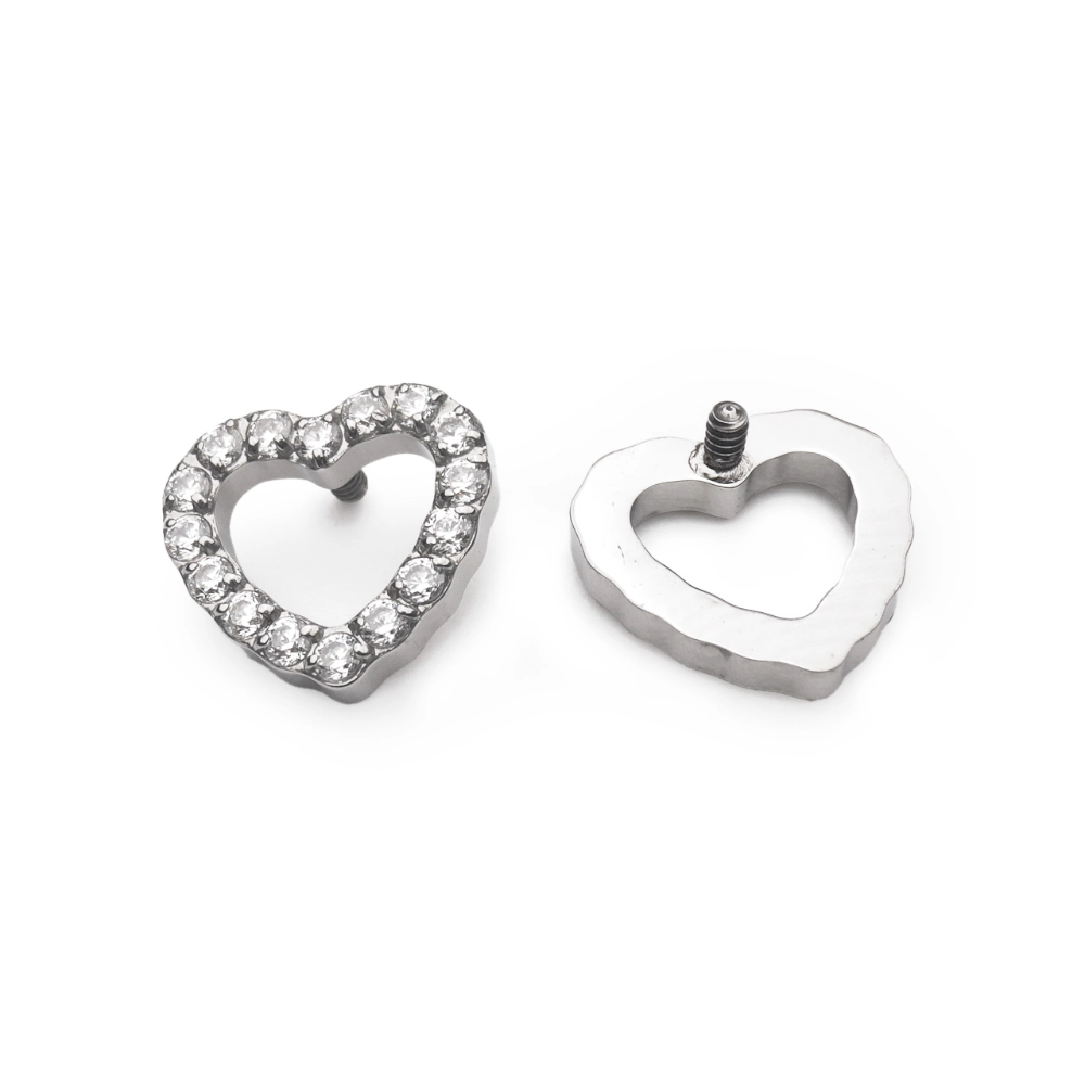 Piercing Embout - Titane F136 Gamme Hand Ink - Embout 108 avec pas de vis interne 0,9 mm pour piercing 1,2 mm cœur de strass 7 mm*
