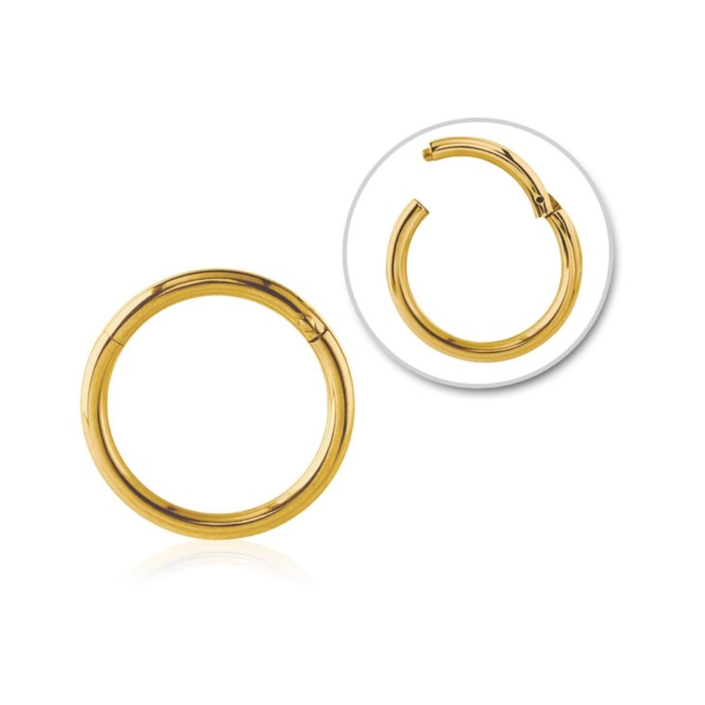 Piercing Anneau - Acier 316L Gold - Clicker avec fermeture à charnière*