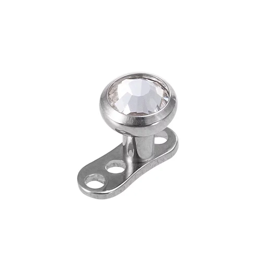 Piercing Surface - Titane Gamme Itc - Micro dermal avec plaque et embout strass blanc*