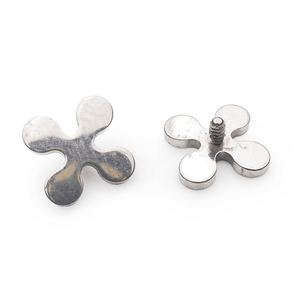 Piercing Embout - Titane F136 Gamme Hand Ink - Embout 152 avec pas de vis interne 0,9 mm pour piercing 1,2 mm croix arrondie 5 mm*