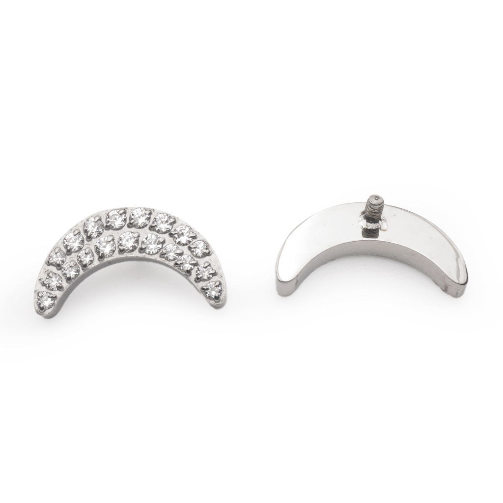 Piercing Embout - Titane F136 Gamme Hand Ink - Embout 168 avec pas de vis interne 0,9 mm pour piercing 1,2 mm lune de strass 9 mm*