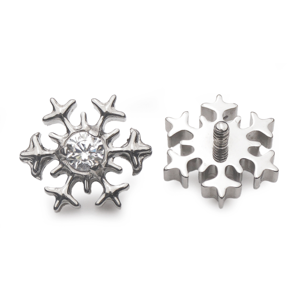 Piercing Embout - Titane F136 Gamme Hand Ink - Embout 193 avec pas de vis interne 0,9 mm pour piercing 1,2 mm flocon strass 8 mm*