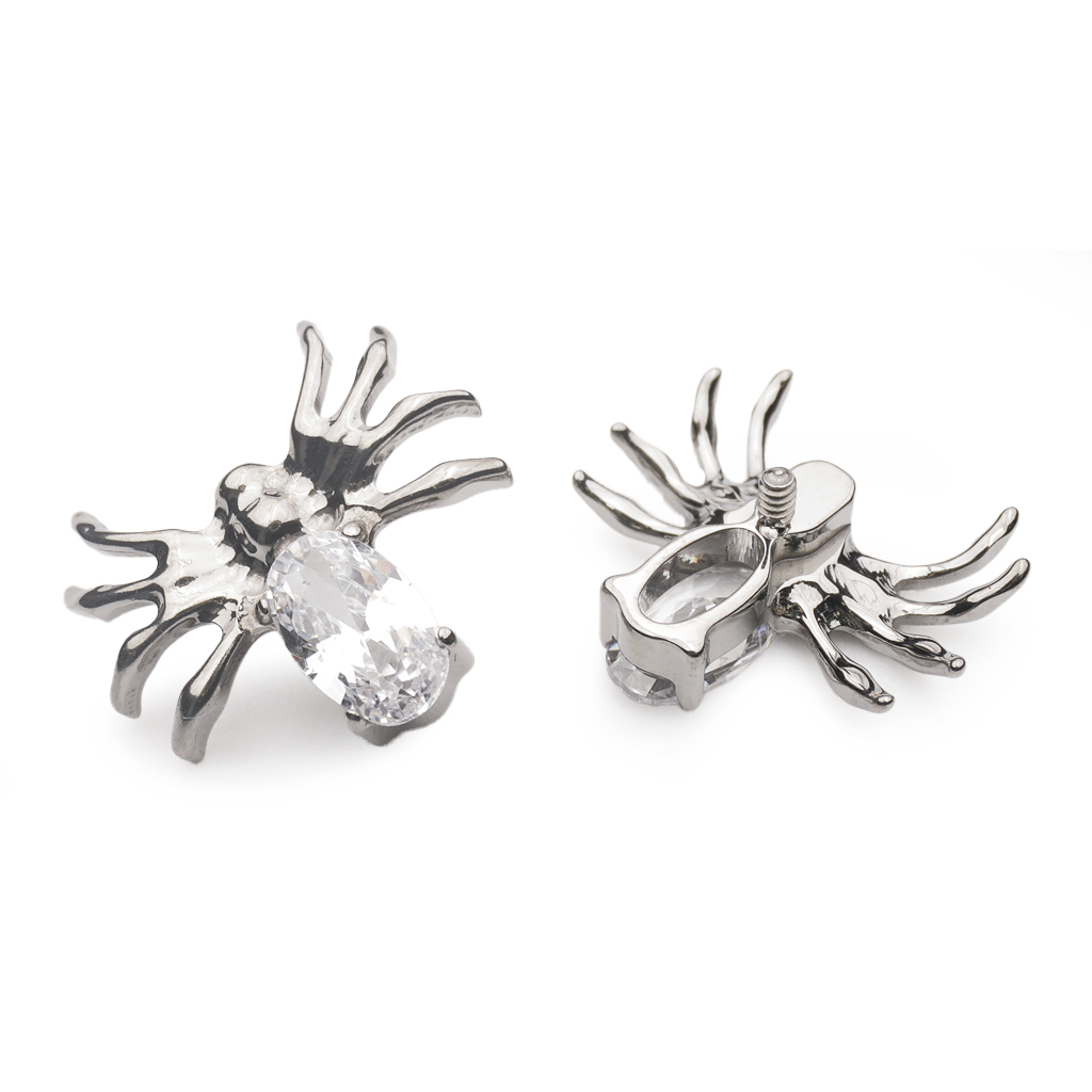 Embout Piercing - Titane F136 Gamme Hand Ink - Embout 207 avec pas de vis interne interne branche strass 8 mm*  