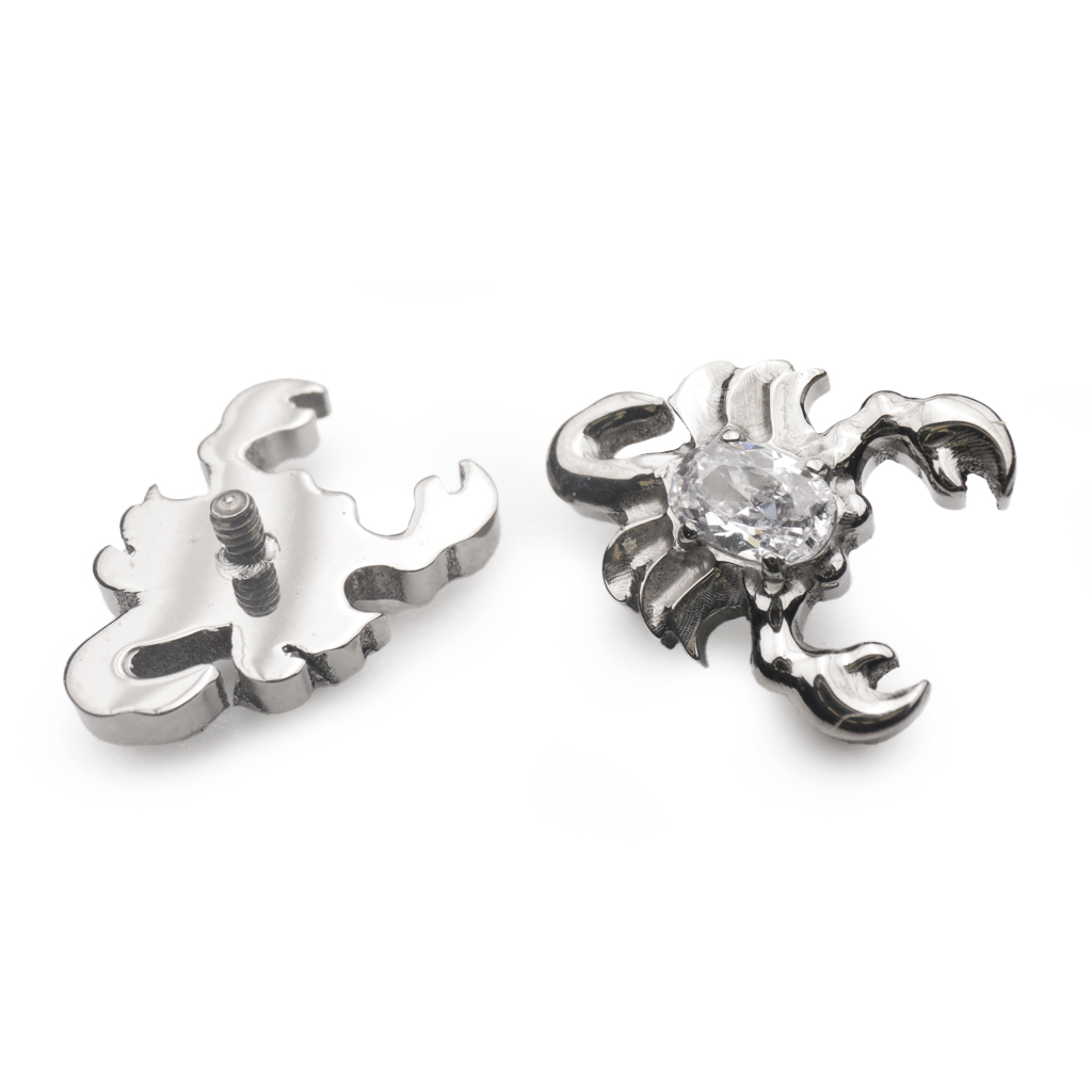 Piercing Embout - Titane F136 Gamme Hand Ink - Embout 233 avec pas de vis interne 0,9 mm pour piercing 1,2 mm scorpion strass 9 mm*