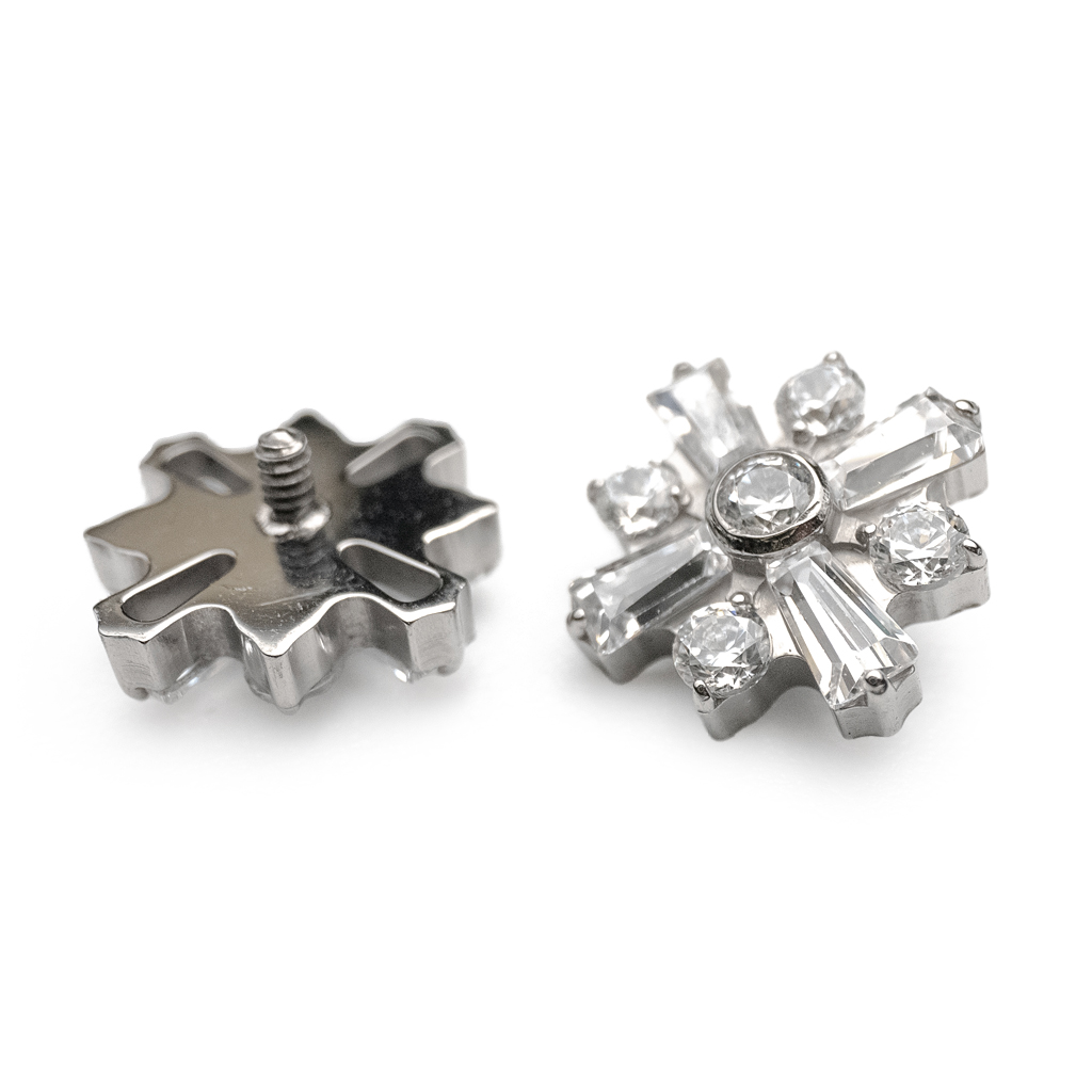Piercing Embout - Titane F136 Gamme Hand Ink - Embout 245 avec pas de vis interne 0,9 mm pour piercing 1,2 mm étoile strass 7 mm*