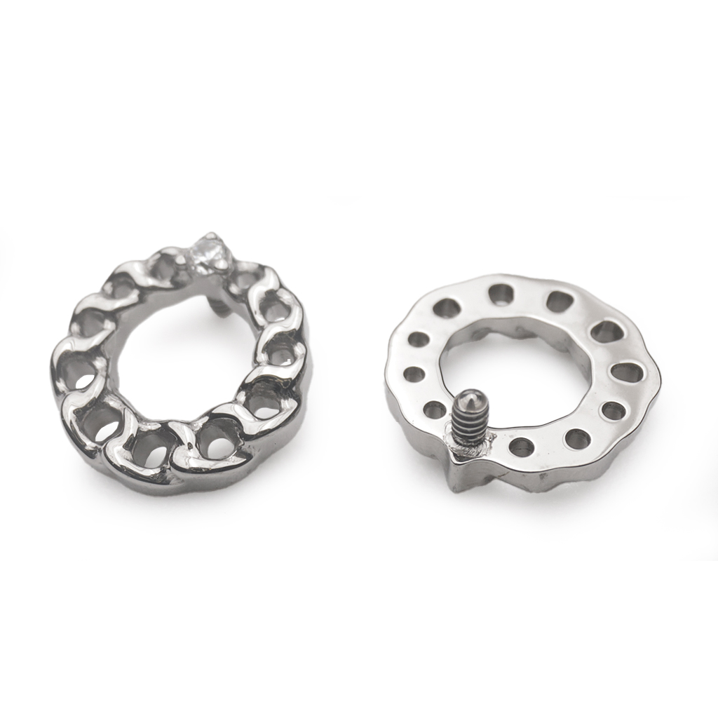 Piercing Embout - Titane F136 Gamme Hand Ink - Embout 260 avec pas de vis interne 0,9 mm pour piercing 1,2 mm chaîne 7 mm*