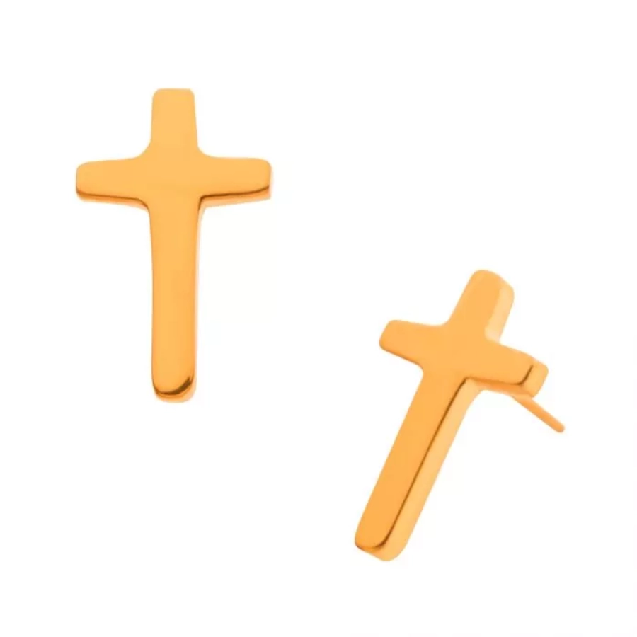 EMBOUT TITANE F136 THREADLESS CROIX EN OR 24K