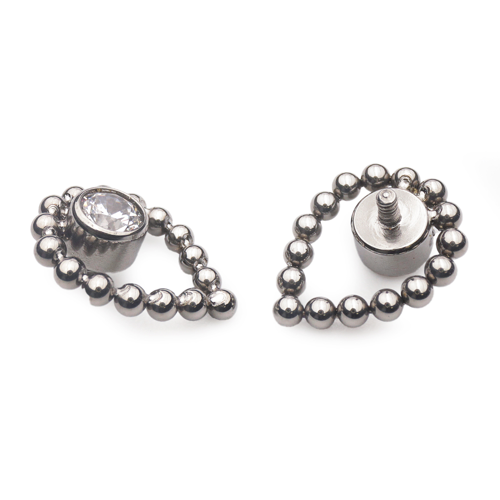 Embout Piercing - Titane F136 Gamme Hand Ink - Embout 281 en titane f136 avec pas de vis interne 0,9 mm pour piercing 1,2 mm goutte strass 7 mm*