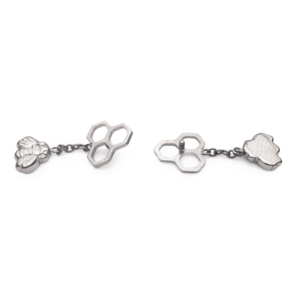 Embout Piercing - Titane F136 Gamme Hand Ink - Embout 286 en titane f136 avec pas de vis interne 0,9 mm pour piercing 1,2 mm abeille 7 mm*