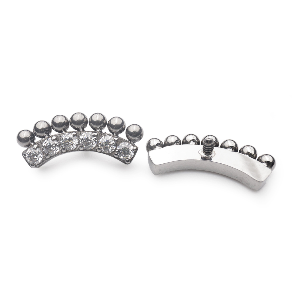 Piercing Embout - Titane F136 Gamme Hand Ink - Embout 288 avec pas de vis interne 0,9 mm pour piercing 1,2 mm courbe strass et perle 7 mm*