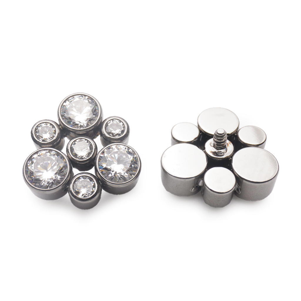 Piercing Embout - Titane F136 Gamme Hand Ink - Embout 290 avec pas de vis interne 0,9 mm pour piercing 1,2 mm perle de strass 8 mm*