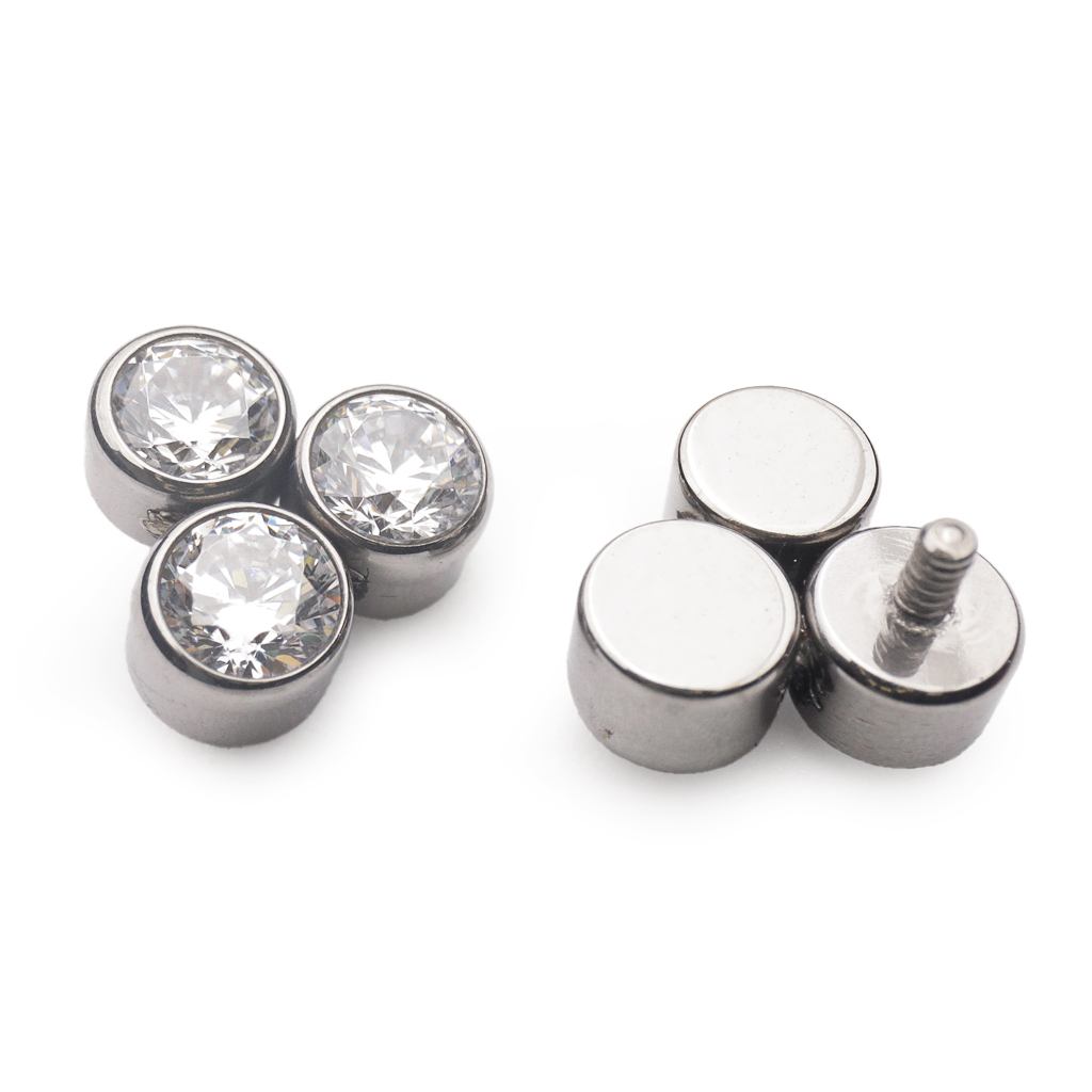 Piercing Embout - Titane F136 Gamme Hand Ink - Embout 291 avec pas de vis interne 0,9 mm pour piercing 1,2 mm perle de 3 strass 8 mm*