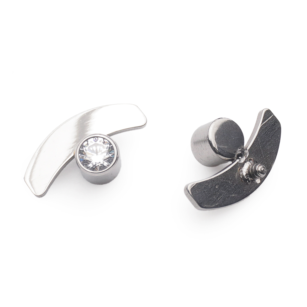 Piercing Embout - Titane F136 Gamme Hand Ink - Embout 303 avec pas de vis interne 0,9 mm pour piercing 1,2 mm strass rond et courbe 8 mm*