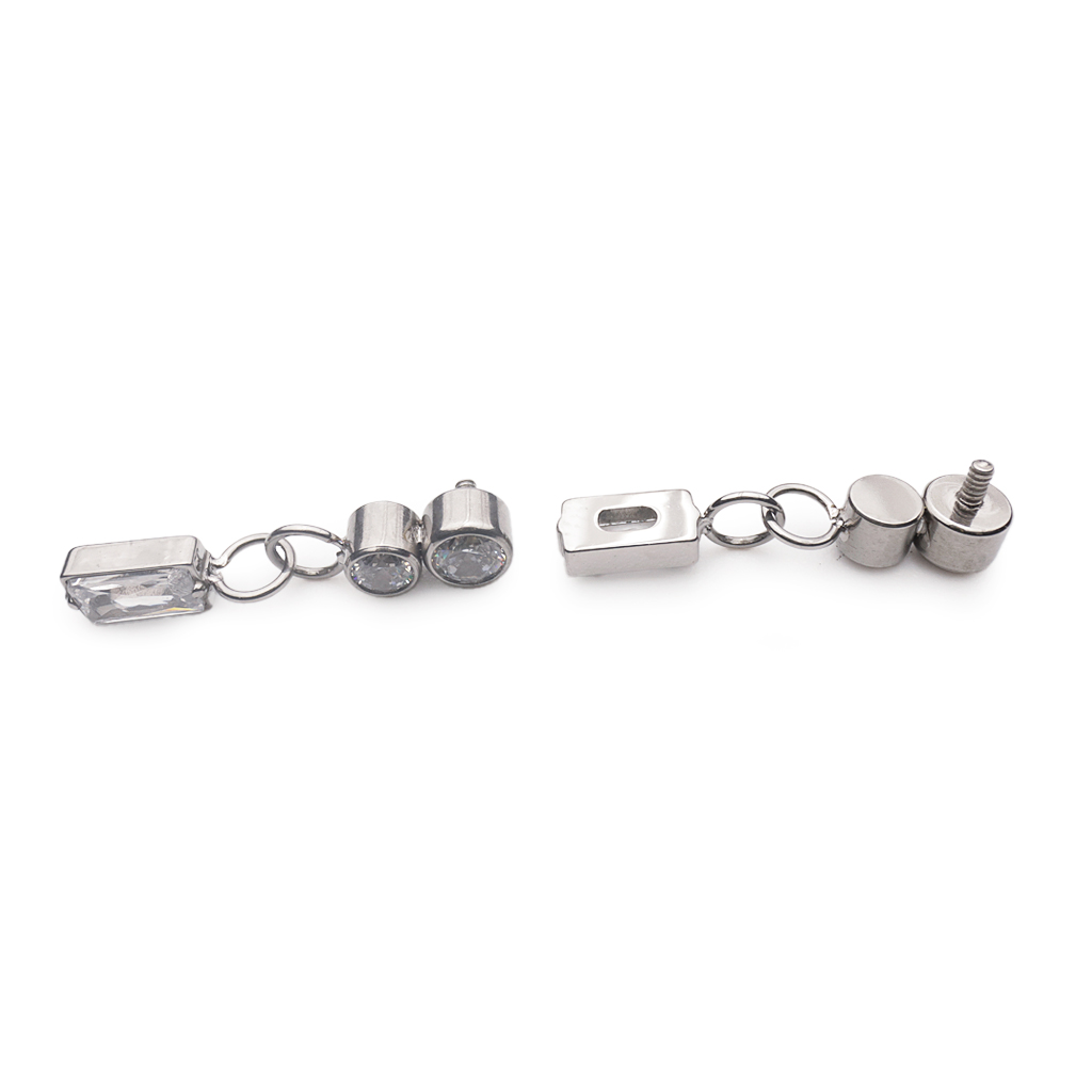 Piercing Embout - Titane F136 Gamme Hand Ink - Embout 317 avec pas de vis interne 0,9 mm pour piercing 1,2 mm double rond et rectangle strass 10 mm*