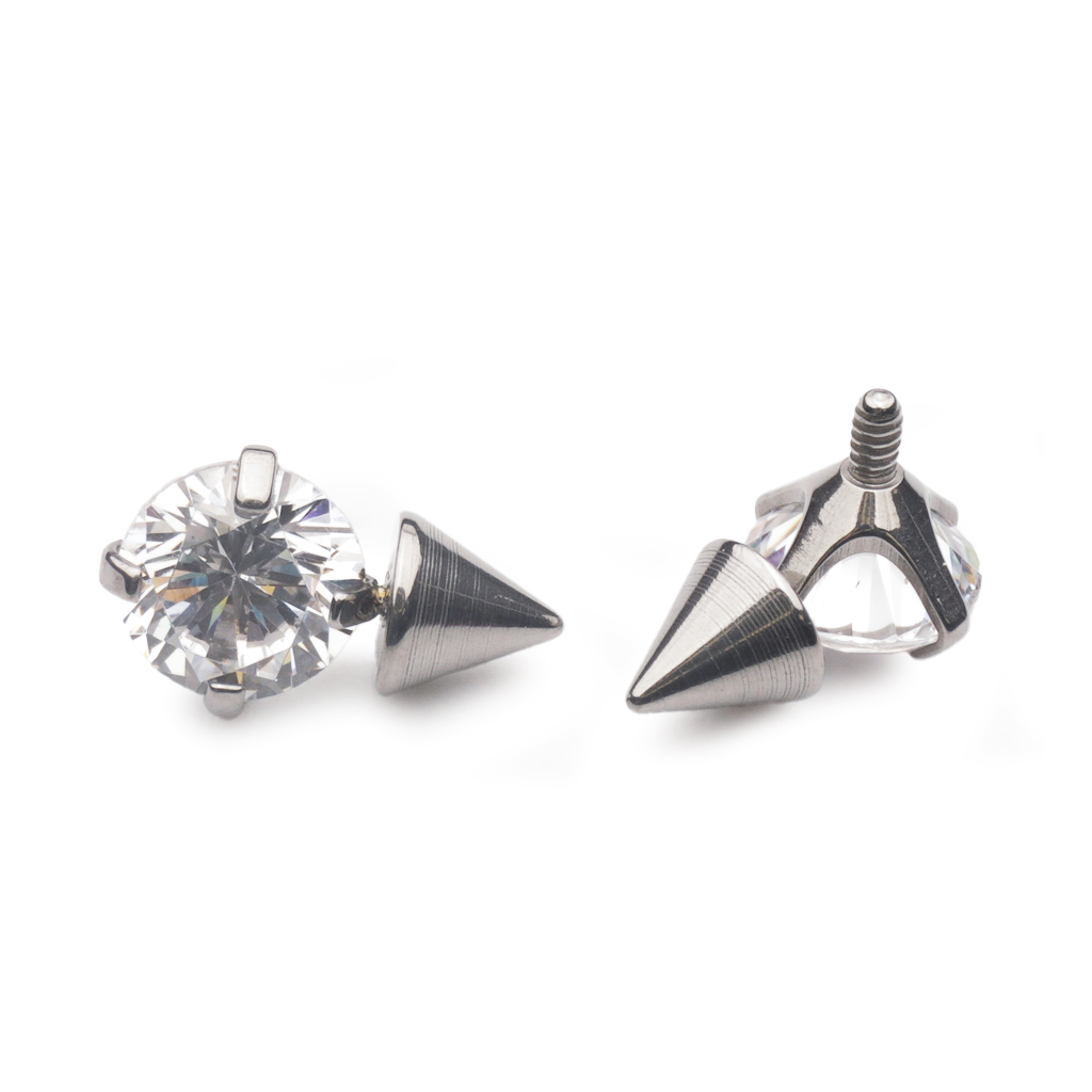 Piercing Embout - Titane F136 Gamme Hand Ink - Embout 324 avec pas de vis interne 0,9 mm pour piercing 1,2 mm bille avec 3 chaînes bille 10mm*