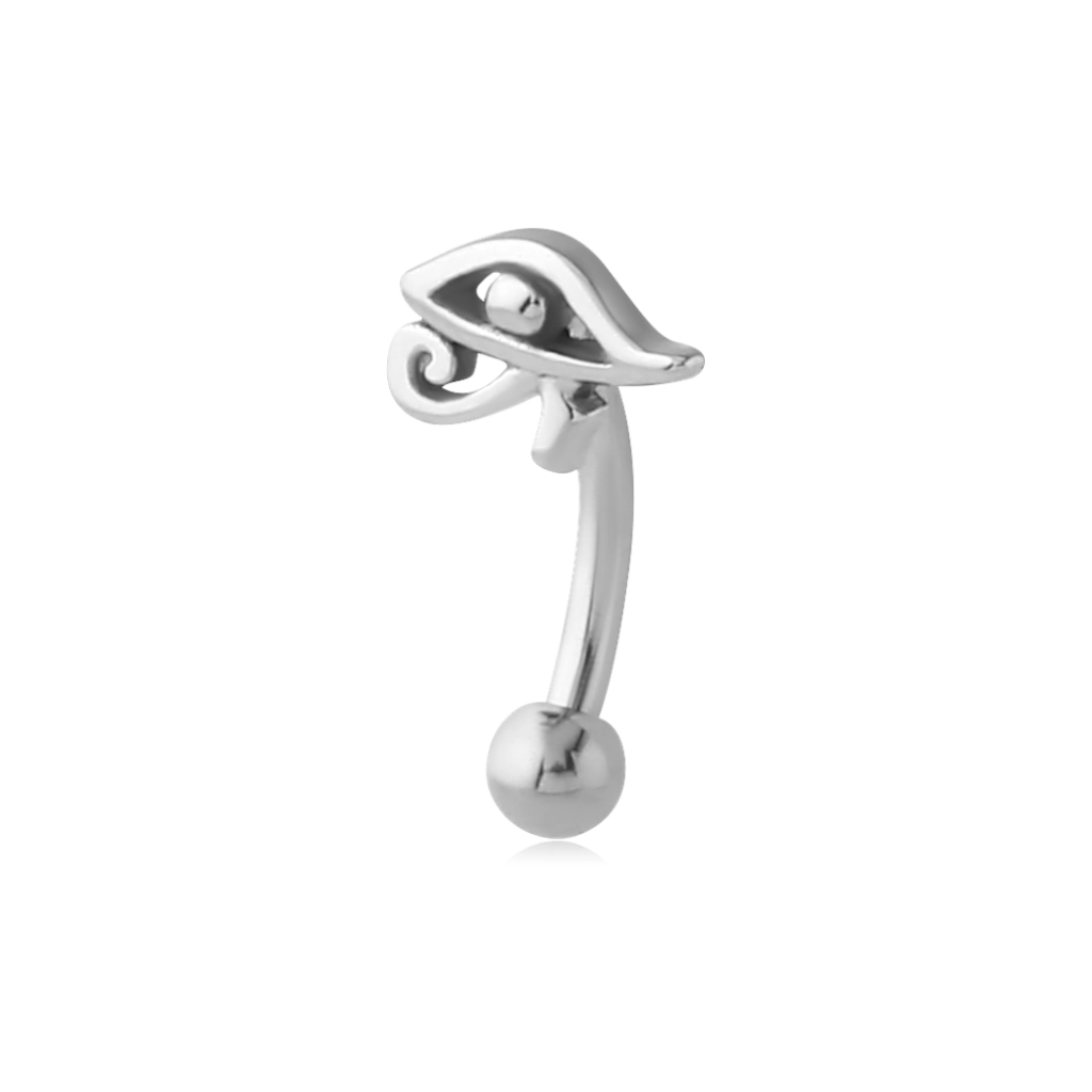 Piercing Banane - Acier 316L - Banane en acier chirurgical avec embout fonte d'acier œil d'Horus 1,2 x 8 mm*