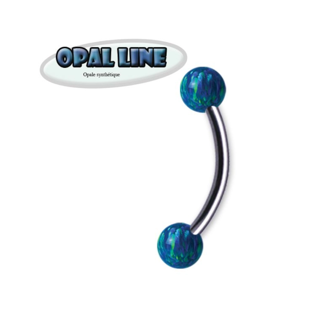 Piercing Banane - Acier 316L - Banane en acier chirurgical avec bille opale synthétique*